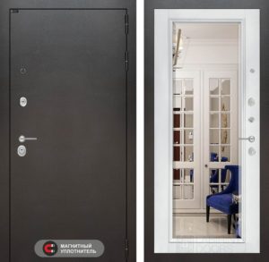 Входная дверь SILVER с Зеркалом Фацет - Белый софт