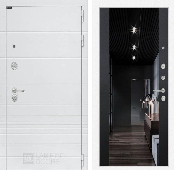 Входная дверь Трендо с тонированным зеркалом Максимум — Черный кварц